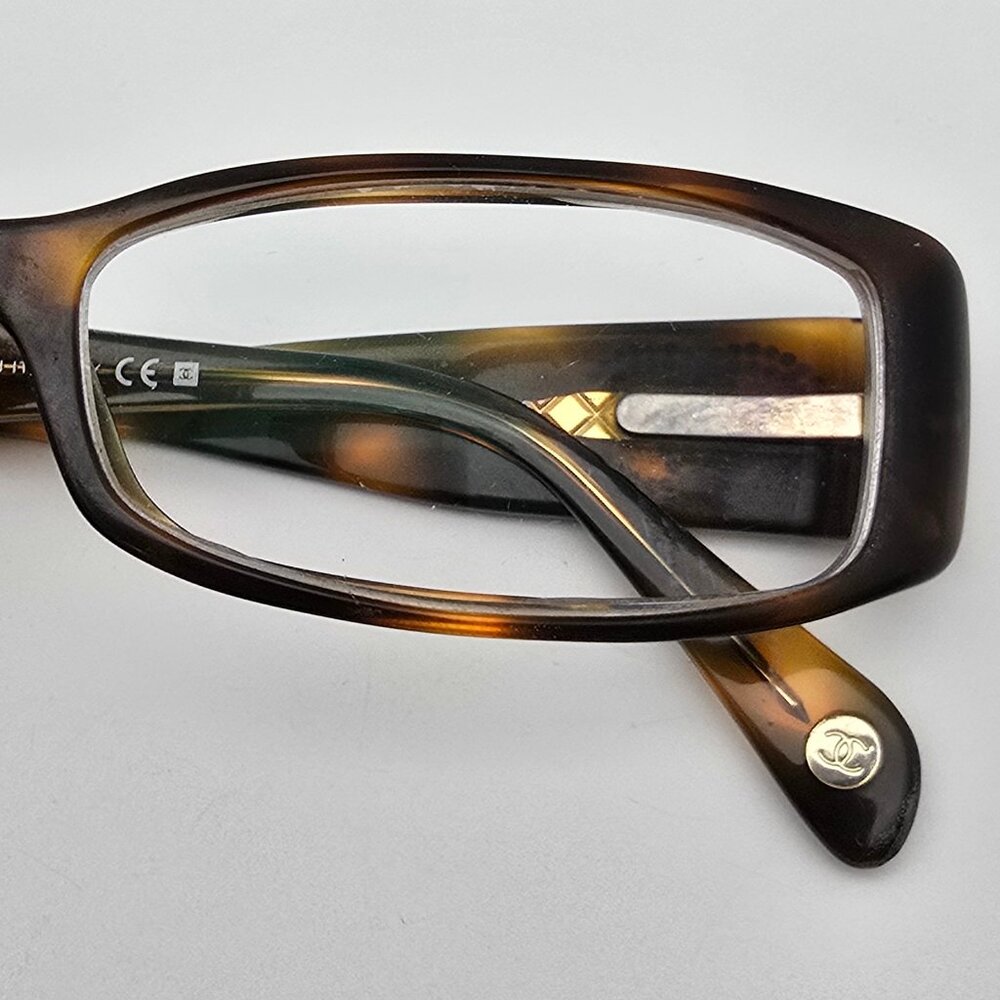 Chanel 3096-B c. 502 Tortoise Rhinestone Eyeglasses Frame w Flexhinge Italy 52mm - Picture 13 of 14